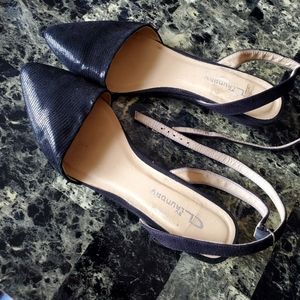 Black leather ankle flats